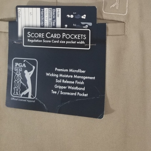 PGA Tour NWT Mens Golf Pants. Gripper Waistband Scorecard Pocket. 36"W x 32"L. - Picture 6 of 9